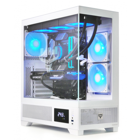 BitBull Ryzen 7 9800X3D Game PC Wit – GeForce RTX 4080 SUPER – 360 Liquid Cooled - Temperatuur Display – 5.2GHz TURBO – 2TB M.2 GEN4 SSD – 32GB DDR5 RGB RAM – WiFi 6E|Bluetooth 5.3 - Windows 11 Professional