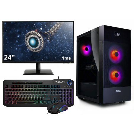 Ryzen 5 8500G 8e Generatie Game PC / Computer SET Compleet - Met Gaming Toetsenbord, Muis en 24" Beeldscherm - 16GB DDR5 5600MHz RAM - 500GB M.2 SSD - AMD Radeon 740M - Win11 Pro - Gamdias Aura GC5