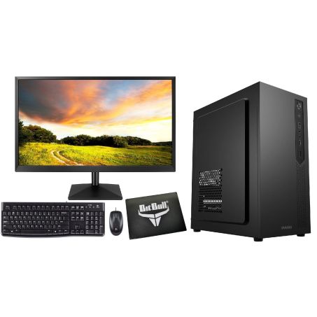 AMD Ryzen 5 PC met Monitor en MS Office 2024|8GB RAM|250GB SSD|Complete Computer Set|24" Scherm met Speakers, Logitech MK120 Toetsenbord, Muis en Muismat|Gamdias Mars