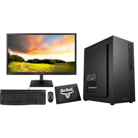 AMD Ryzen 7 PC met Monitor en MS Office 2024|16GB RAM|500GB SSD|Complete Computer Set|27" QHD Scherm met Speakers, Logitech MK120  Toetsenbord (AZERTY, BE/FR), Muis en Muismat|Gamdias Mars