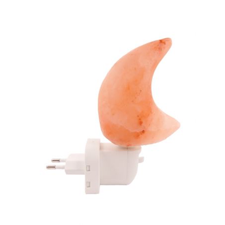 Zoutlamp MAAN - Nachtlampje met Aan / Uit Schakelaar en Ledlampje - Kinderkamer - Hal - Slaapkamer - Himalayazout - Energiezuinig!