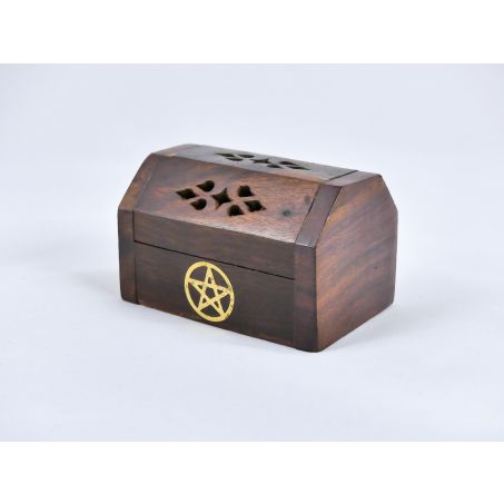 Wierook cone brander - wierook kegeltjes houder - Kistje Bruin - ca. 8 x 5 x 5 cm