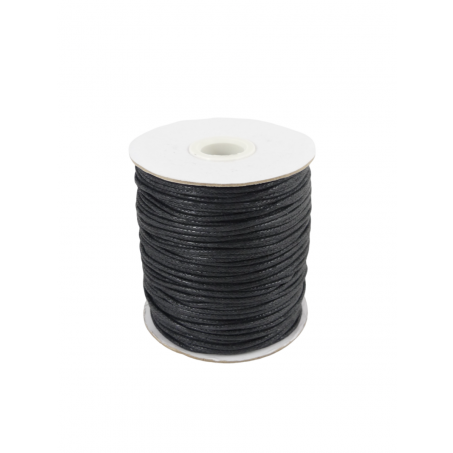Katoen Waxkoord / Waxed Macramé Koord - ZWART - Klos 91mtr - 1,5mm Dik