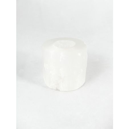Theelichthouder Seleniet Rond - B-kwaliteit - ca. 850gr - 8x8cm