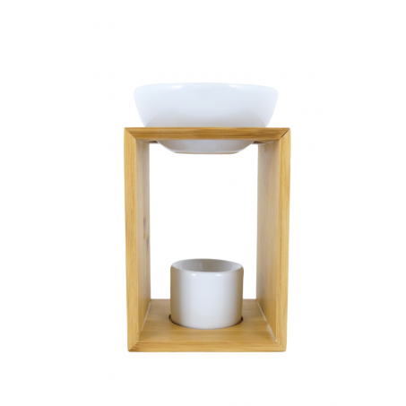 Oliebrander / Aromaverdamper - Hout en Keramiek - ca. 9,5x10x17cm