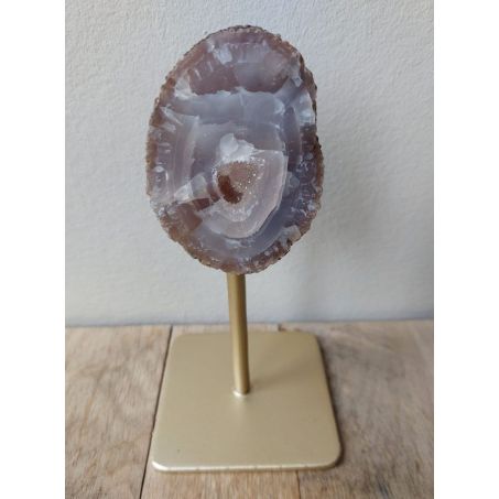 Natuur Agaat op Metalen Standaard - Rode Agaat (gebrand) met Gouden Standaard - 17cmx7cm - 0.3kg