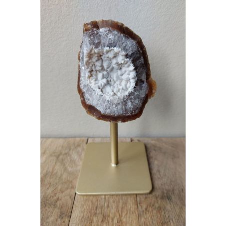 Natuur Agaat op Metalen Standaard - Rode Agaat (gebrand) met Gouden Standaard - 17cmx7cm - 0.5kg