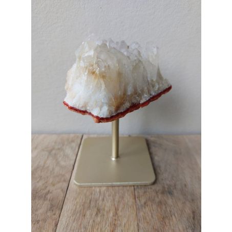 Natuur Agaat op Metalen Standaard - Witte / Rode Agaat met Gouden Standaard - 13cmx8cm - 0.6kg