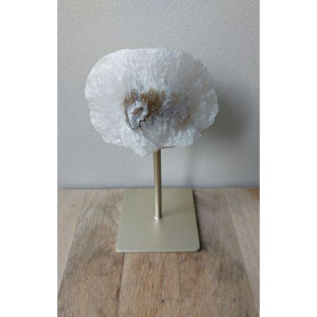 Natuur Agaat op Metalen Standaard - Witte Agaat met Gouden Standaard - 21cmx10cm - 1.2kg