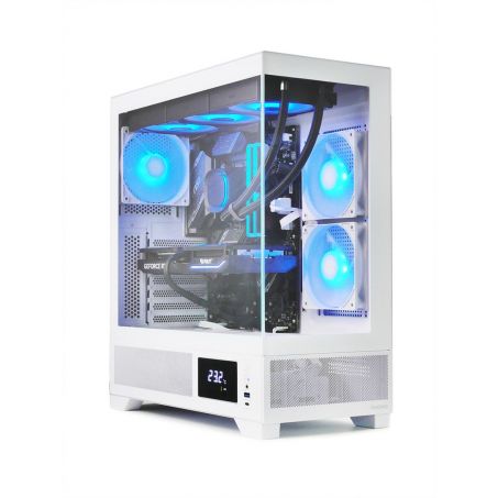 Intel i9 12900K 16-Core / RTX 4070 Ti SUPER 16GB - High-End 360 LIQUID COOLED Game PC met Temperatuur Display - 32GB DDR5 RGB - 1TB M.2 SSD - MSI B760 Gaming Plus - WiFi 6E|Bluetooth 5.3|LAN 2.5Gbps - Gamdias Atlas M1 White Aquarium Case