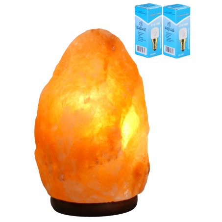 Zoutlamp 2-4kg met 2x Gloeilamp - 100% Himalaya Zout - Tafellamp van Natuurlijk Haliet Zoutkristal met Sfeervol Warm Licht - Extra Lange Kabel 1.8mtr - ca. 20x13cm
