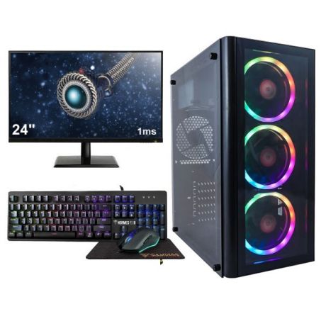 Complete Ryzen 5 6-Core GTX 1650 Mid-Range Game PC Setup met 24" Gaming Monitor, -Toetsenbord en -Muis - 1TB SSD - 16GB RAM - Win11 PRO