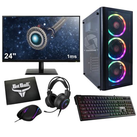 Complete Ryzen 5 Budget Game PC Setup met 24" Gaming Monitor, -Headset, Toetsenbord en -Muis - 1TB SSD - 8GB RAM - Win11