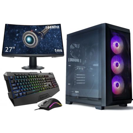Complete 144Hz GTX 1660 SUPER Gaming PC Setup - 27" Curved Gaming Monitor, -Toetsenbord en -Muis - i5 11400 - 16GB RAM - 1TB M2.0 SSD