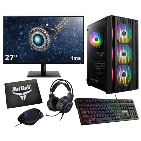 Complete Ryzen 5 Budget 6-Core Game PC Setup Inclusief Gaming Headset, 27" Monitor, Toetsenbord, Muis en Muismat - 1TB SSD - 32GB RAM - W11 Pro