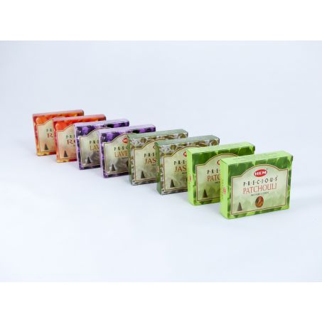 HEM Wierook Set - Kegels / Cones - Jasmijn - Patchoeli - Lavendel - Roos / Jasmine - Patchouli - Lavender - Rose - (Precious)
