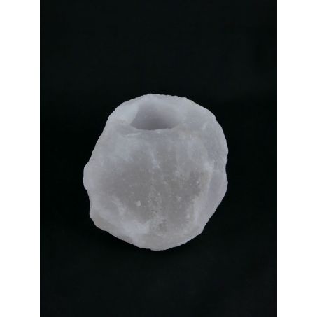 Waxinelichthouder / Theelichthouder Zoutsteen - WIT - Groot 1-1,5kg 10x8cm