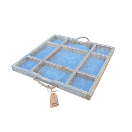 Tray Susan jeans 55 met handvatten van touw. 55 x 55 x 5 cm | Dutch Mood