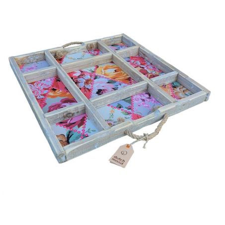 Tray Susan pk Flow 55 met handvatten van touw. 55 x 55 x 5 cm | Dutch Mood
