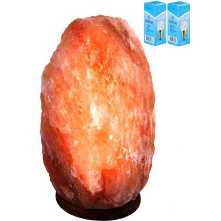 Zoutlamp GROOT XXL 15-18kg met 2x Gloeilamp - Himalaya Zout 100% Natuurlijk - Tafellamp van Natuurlijk Haliet Zoutkristal met Sfeervol Warm Licht - Extra Lange Kabel 1.8mtr - c.a. 37x24cm