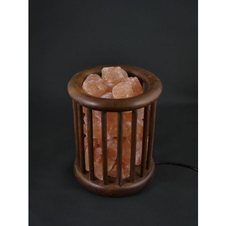 I-TOTAL - Himalaya zoutlamp, natuurlijk, handgemaakt met sokkel van natuurlijk hout in roze (kleurverandering) - 500/750 g