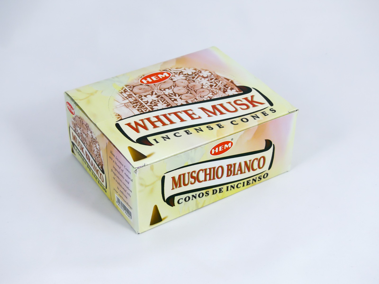 LalaShops HEM Wierook Kegels / Cones - Witte Musk / White Musk - Voordeelbox (12 Pakjes / 120 Kegels)