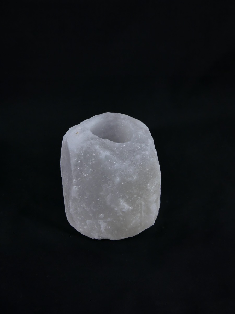 LalaShops Waxinelichthouder / Theelichthouder Zoutsteen Himalaya - WIT - Groot 1-1,5kg 10x8cm